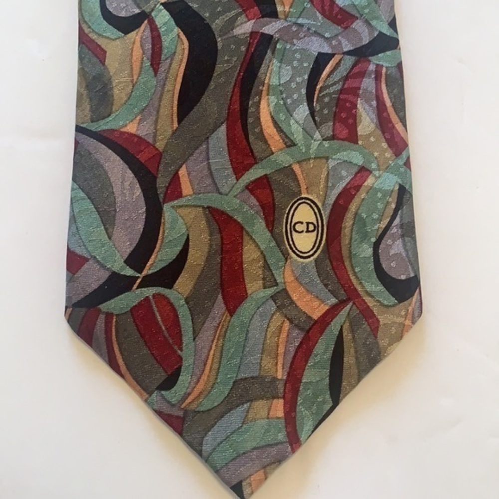 Christian Dior multicolored abstract patterned men's tie
